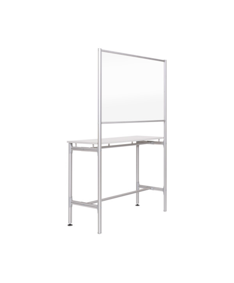 Image 1 of Workstation Fixed Standing Desk with Glass Panel - Protector Series